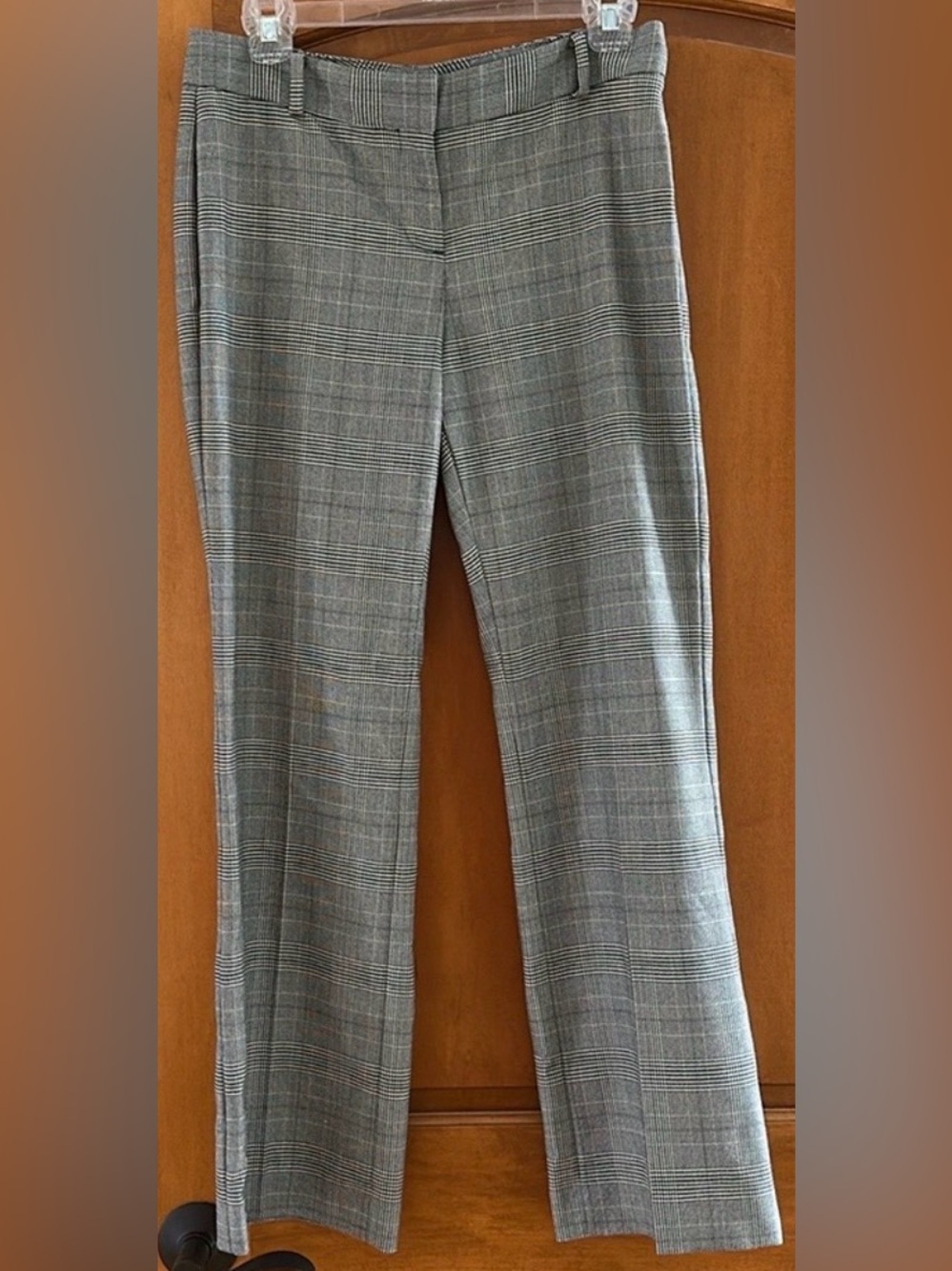 Talbots Petites Curvy Gray Glen Plaid Trousers Straight Leg Dress Pants 4P